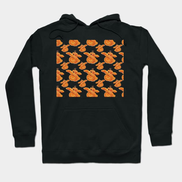 Orange Ballet Folklórico Dancers Pattern (Baile Folklórico) Hoodie by Florentino